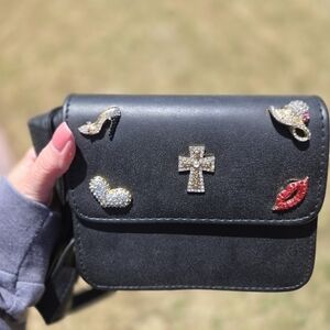 Black Crossbody Bag with Embellishments
